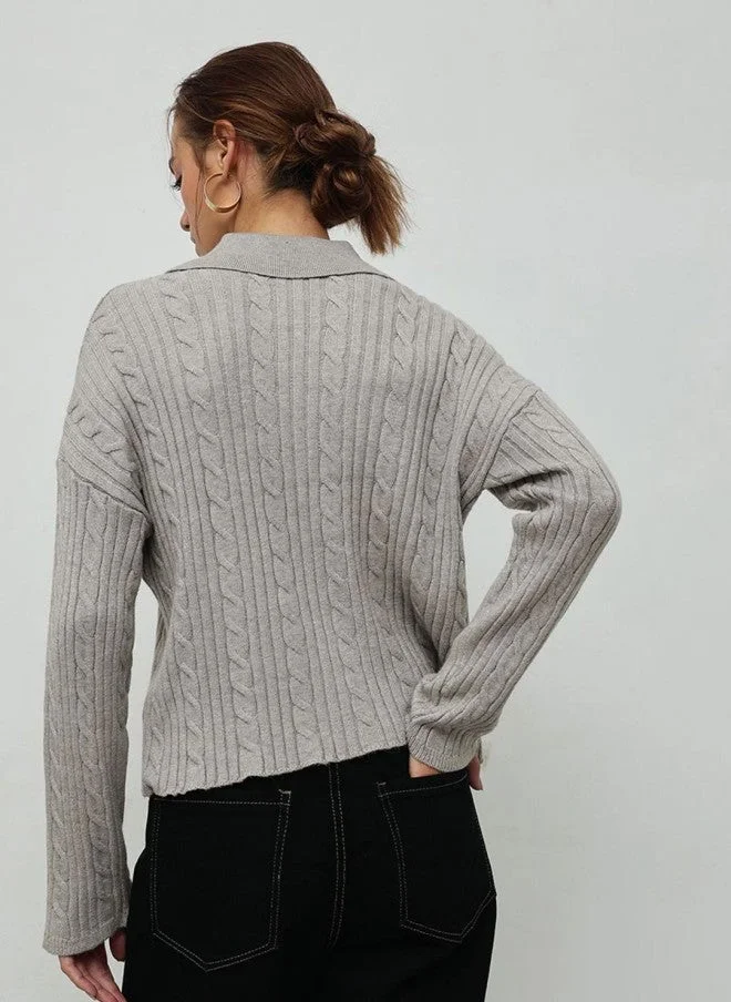 STREET 9  Grey Knitted Pullover for Women for Women | Best Price UAE