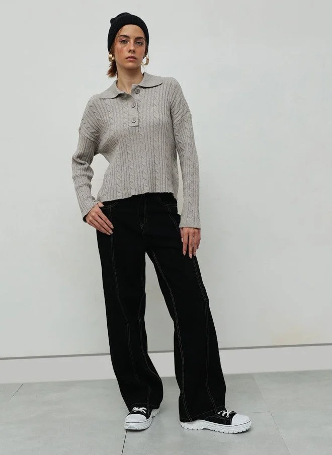 STREET 9  Grey Knitted Pullover for Women for Women | Best Price UAE