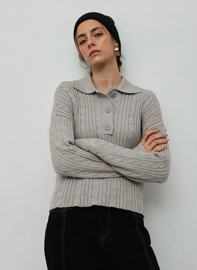 STREET 9  Grey Knitted Pullover for Women for Women | Best Price UAE