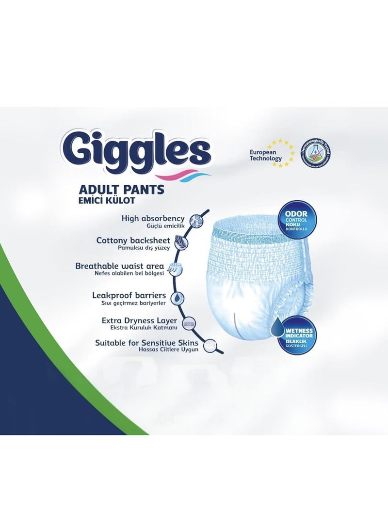 جيجلز بنطلونات جيجلز للبالغين - للجنسين، فائقة الامتصاص، مانعة للتسرب، مقاس XL (عبوة من قطعتين × 30، إجمالي 60 قطعة) - Image 2
