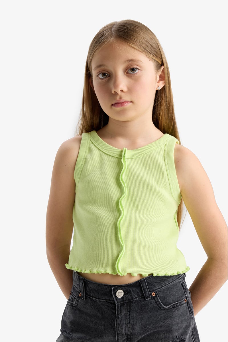 ديفاكتو كروب توب بناتي سليم فيت برقبة مستديرة - Image 1