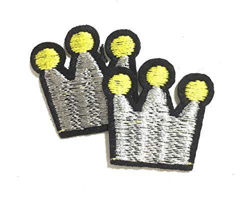 PRK 14 King and Queen Crown Iron-On Patch Set – Embroidered Gold Crown Patches for Jackets, Jeans, Hats, and Bags – Royal Couple Embroidery Appliqué for Clothing, DIY, and Crafts - Image 2