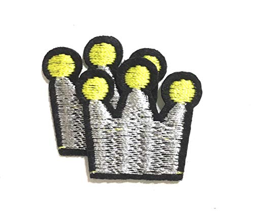 PRK 14 King and Queen Crown Iron-On Patch Set – Embroidered Gold Crown Patches for Jackets, Jeans, Hats, and Bags – Royal Couple Embroidery Appliqué for Clothing, DIY, and Crafts - Image 4