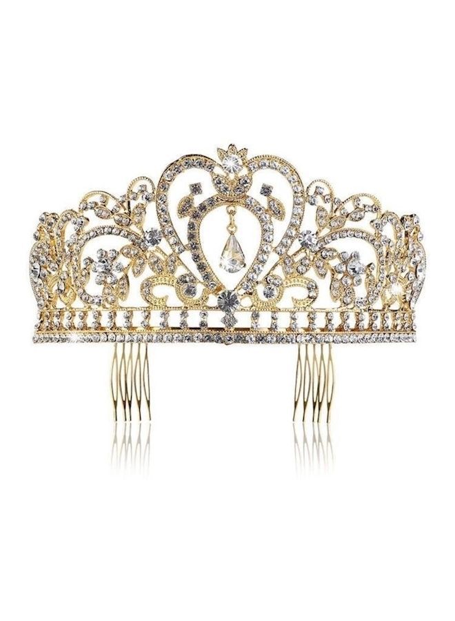 NIBEMINENT Crystal Wedding Crown Silver/Gold Free Size - Image 1