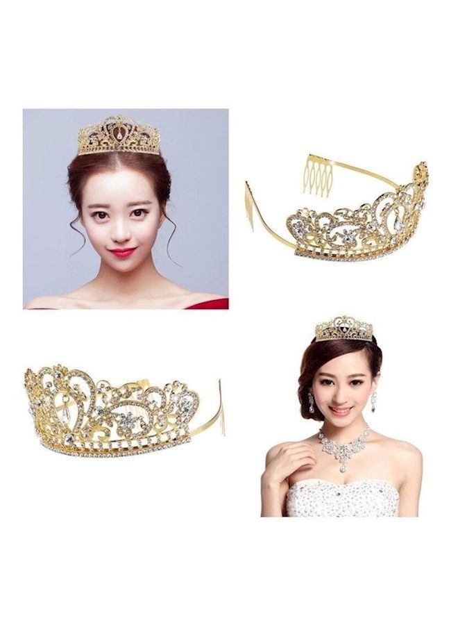 NIBEMINENT Crystal Wedding Crown Silver/Gold Free Size - Image 3