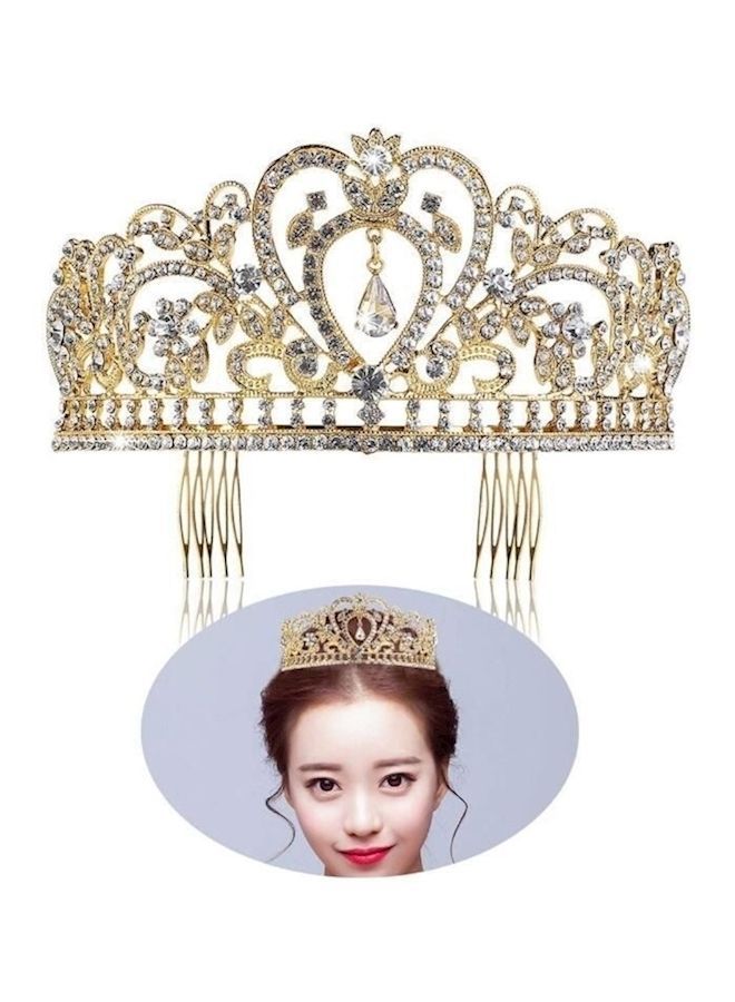 NIBEMINENT Crystal Wedding Crown Silver/Gold Free Size - Image 2
