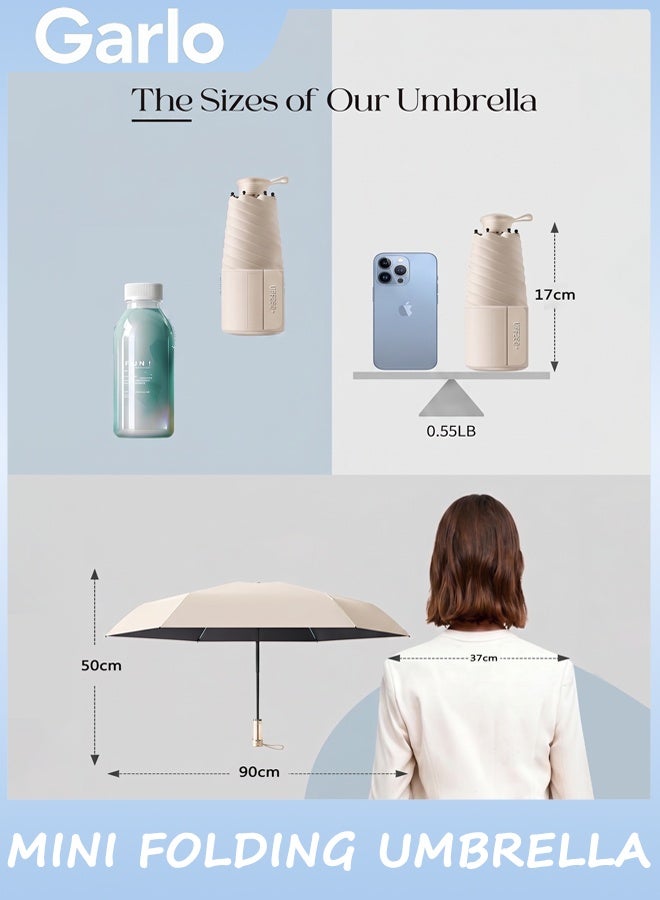 Garlo Mini Portable Travel Umbrella -Sunscreen-repellent telescopic handle, for both sunny and rainy weather for Rain & Sun UV Protection , Lightweight Folding Small Umbrella, Tiny Purse Size UV Blocker for Kids Women Girls - Image 5