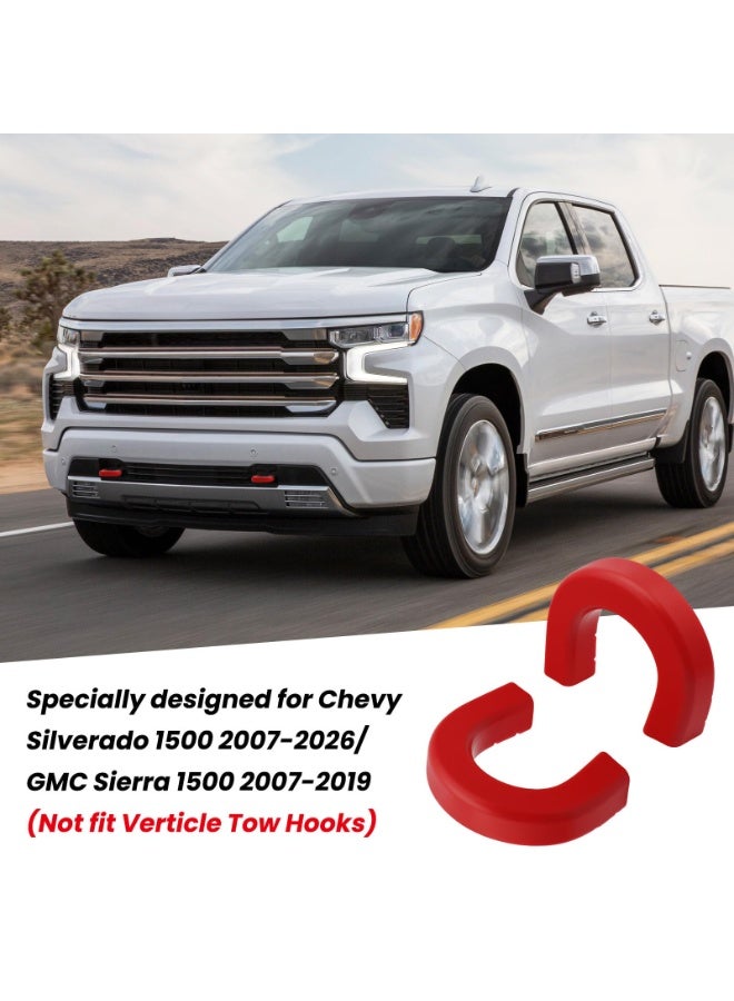 KISSUN Tow Hook Covers for Silverado 1500 2007-2026/GMC Sierra 1500 2007-2019, Long Front Tow Hooks Covers Compatible with Chevrolet Silverado 1500 Accessories Red (Not fit Verticle Tow Hooks) - Image 2