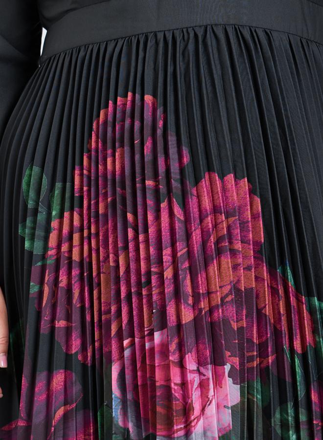 Styli Plus Size Floral Pleated Midi Dress - Image 4