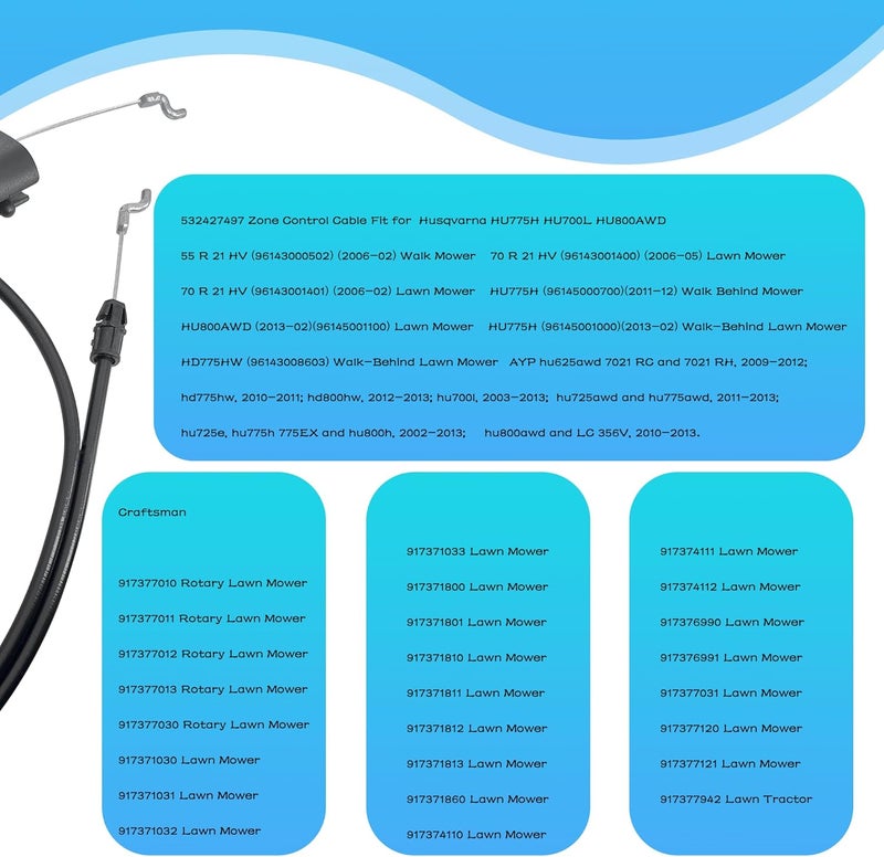 OUSTUE 532427497 Zone Control Cable for Husqvarna LC221 Walk Behind Mower Throttle Control Cable Parts Poulan 197740 532197740 427497 Lawn Mower HU700 HU800 HU725 - Image 3