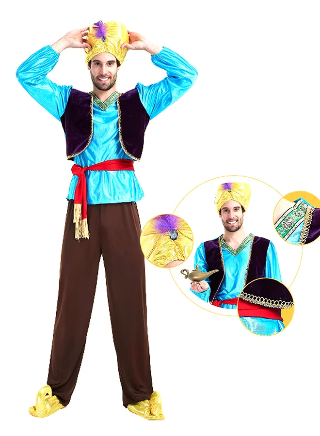 LITTLE SURPRISE BOX Little Surprise Box, Aladdin Blue and Brown Adults Halloween Costume Fancy Dress Up-M