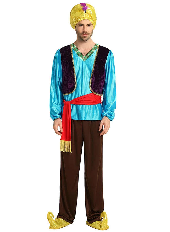 Little Surprise Box, Aladdin Blue and Brown Adults Halloween Costume Fancy Dress Up-M