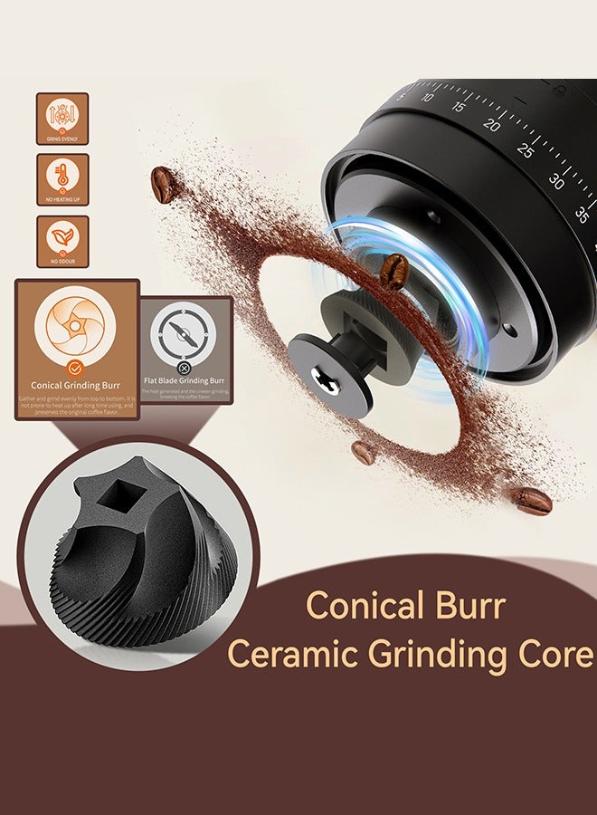 Electric Coffee Bean Grinder, Portable Electric Conical Burr Grinder with Multi Grind Settings, Rechargeable Coffee Bean Grinder for Espresso, Cold Brew, Flip Coffee and Drip Coffee  - Image 4