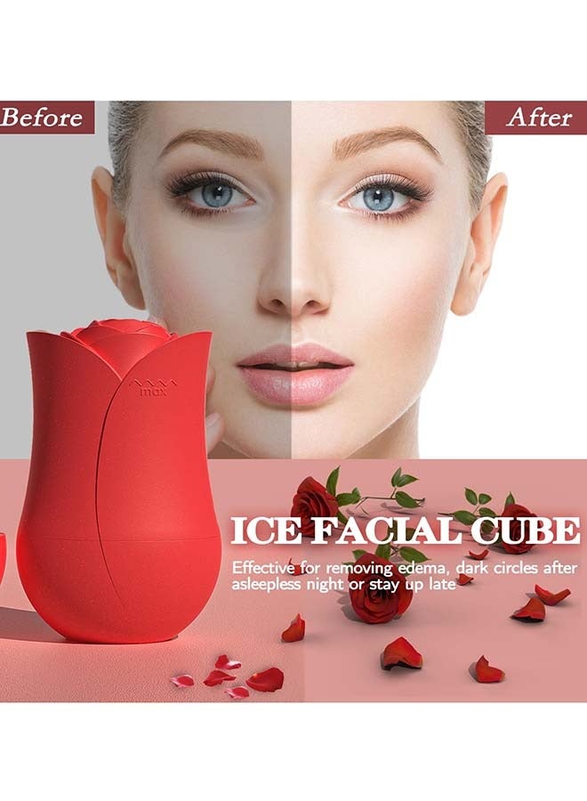 KHAJUL Unique Rose Shape Ice Roller For Face, Beauty Facial Massage, Glow Cube For Face（Red）  - Image 4