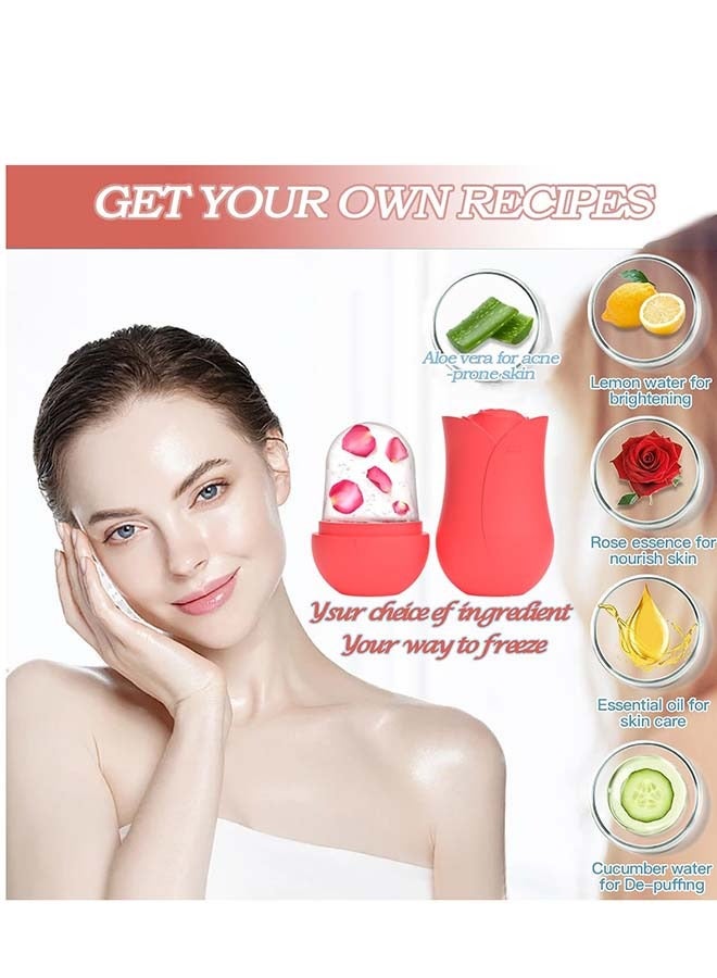 KHAJUL Unique Rose Shape Ice Roller For Face, Beauty Facial Massage, Glow Cube For Face（Red）  - Image 5