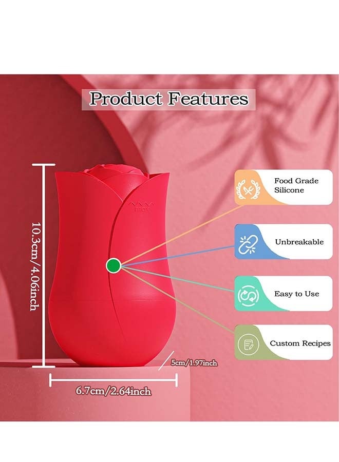 KHAJUL Unique Rose Shape Ice Roller For Face, Beauty Facial Massage, Glow Cube For Face（Red）  - Image 2