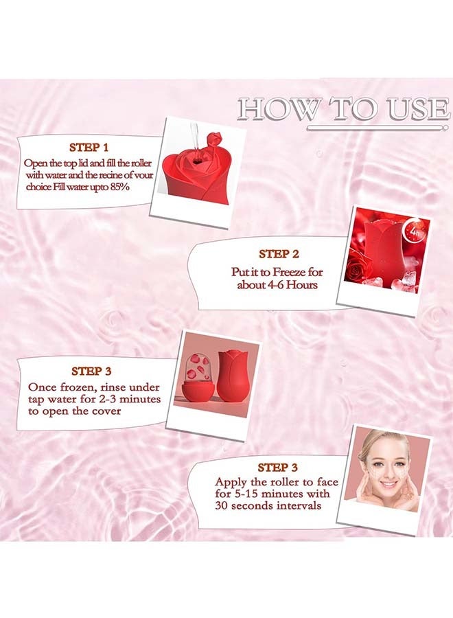 KHAJUL Unique Rose Shape Ice Roller For Face, Beauty Facial Massage, Glow Cube For Face（Red）  - Image 3