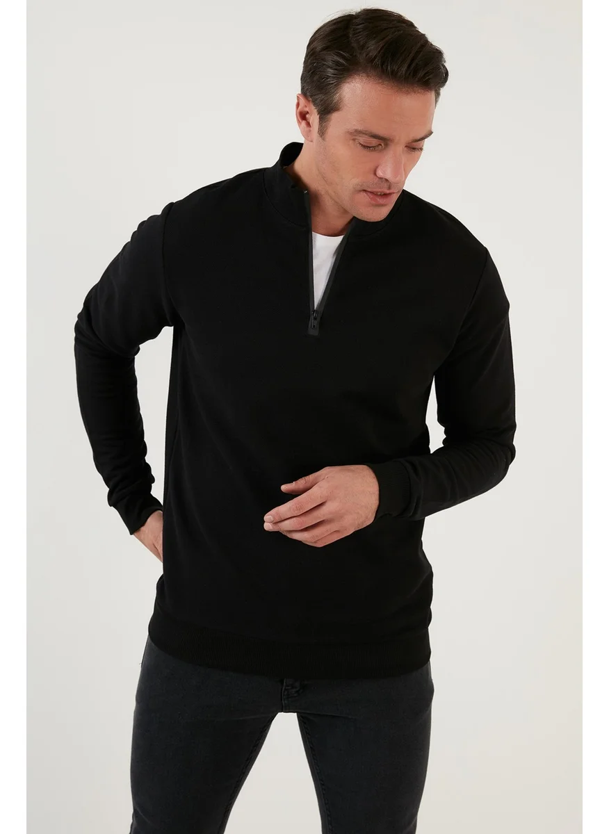 Buratti Cotton Slim Fit Half Zipper Stand Collar Sweat Men's Sweat 5905400