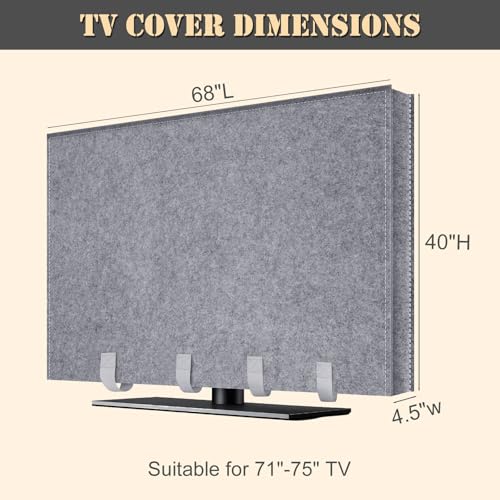 HOMEYA TV Moving Box 75 Inch, TV Dust Cover for Flat Screen 71"-75", Anti-Scratch Felt Television Protection Cover with Bottom Strap to Protect TV, Perfect for Home Renovation Pet Scratch Or Other Furniture - Image 2