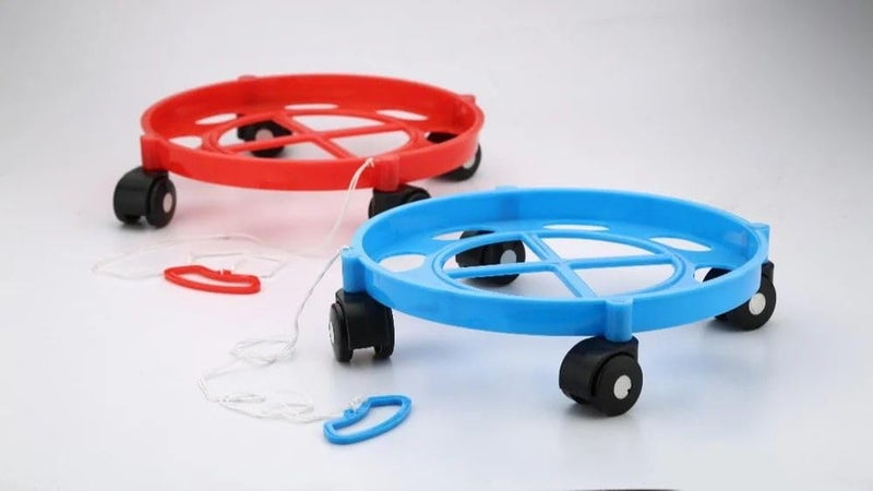 Q13 Heavy Duty LPG Cylinder Trolley Stand with 360° Rotating Wheels | Durable Plastic Gas Cylinder Stand with Smooth Rollers | Anti-Skid Base for Easy Cylinder Movement (Red) (2) - Image 3