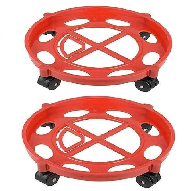 Q13 Heavy Duty LPG Cylinder Trolley Stand with 360° Rotating Wheels | Durable Plastic Gas Cylinder Stand with Smooth Rollers | Anti-Skid Base for Easy Cylinder Movement (Red) (2) - Image 5