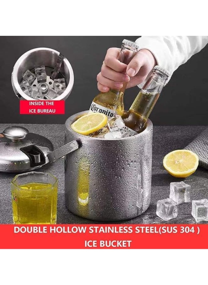 Beauenty Stainless Steel Ice Bucket with Lid, Tongs & Strainer, 1.3 Liter Capacity, Keeps Ice Cold & Dry, Comfortable Handle for Drinks, Champagne, Wine & Beer  - Image 3