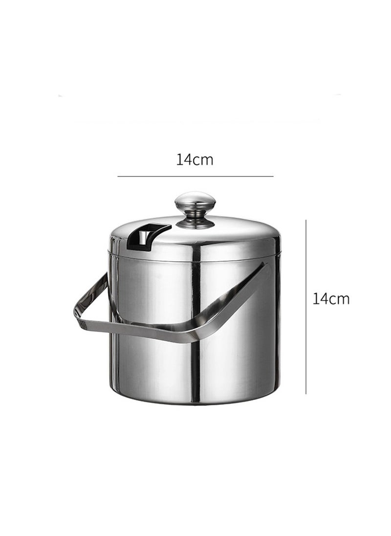 Beauenty Stainless Steel Ice Bucket with Lid, Tongs & Strainer, 1.3 Liter Capacity, Keeps Ice Cold & Dry, Comfortable Handle for Drinks, Champagne, Wine & Beer  - Image 5
