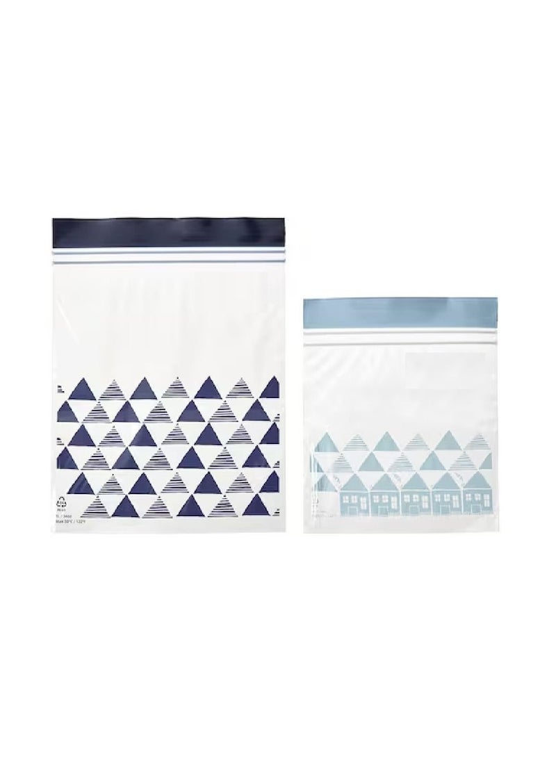 Resealable Bag Patterned Blue 60 Pack  - Image 1