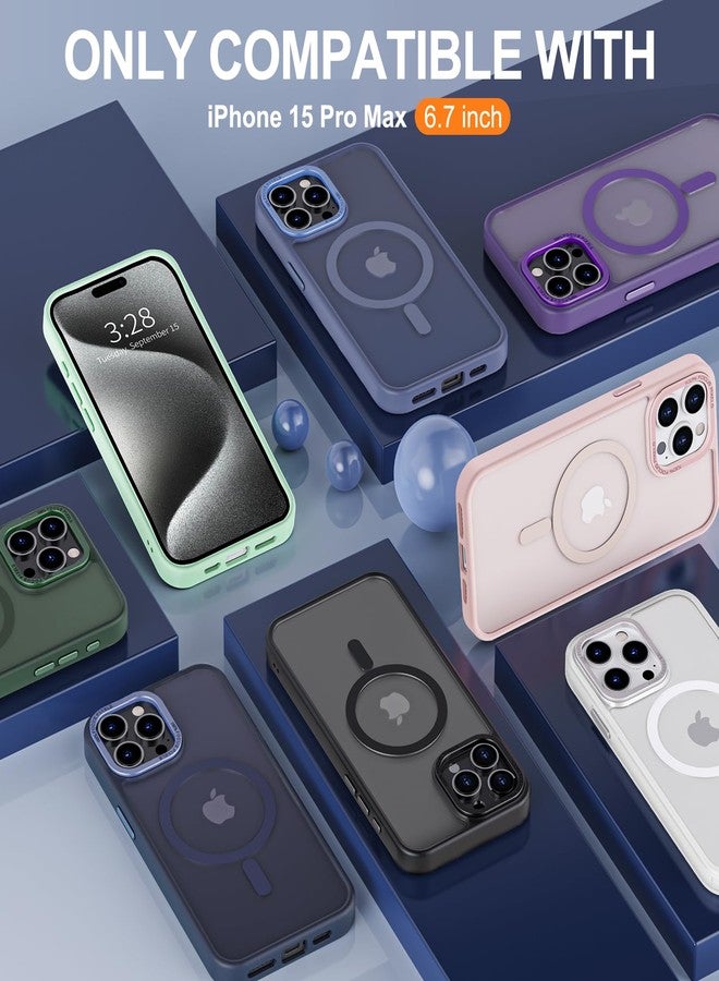 Hython Case for iPhone 15 Pro Max Case Magnetic Translucent Matte Phone Cases 6.7" [Compatible with MagSafe] Thin Slim Fit Shockproof Bumper Hard Protective Cover for Women Men Girls, Frosted Black - Image 2