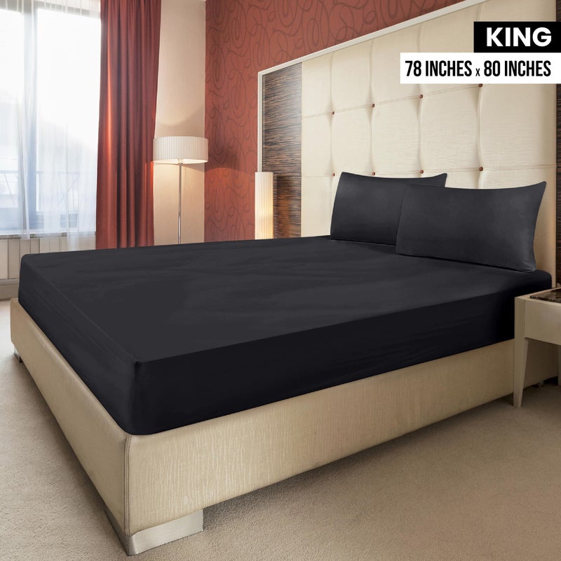 Utopia Bedding King Fitted Sheet - Bottom Sheet - Deep Pocket - Soft Microfiber - Shrinkage and Fade Resistant - Easy Care -1 Fitted Sheet Only (Black) - Image 2