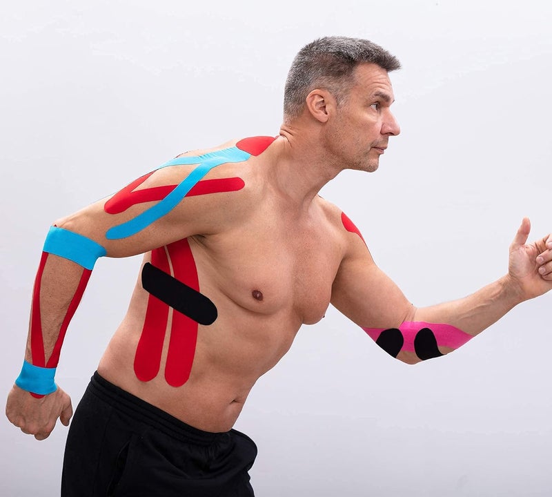 Axion Kinesiology Mixed Set of 3 Units from | Different Waterproof Colours | Skin-Friendly Elastic Self-Adhesive Bandage Physio Tape | Ideal for Sports and Everyday Use, Soccer Tape - Image 2