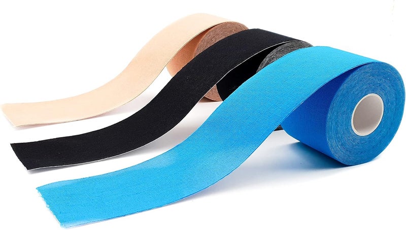Axion Kinesiology Mixed Set of 3 Units from | Different Waterproof Colours | Skin-Friendly Elastic Self-Adhesive Bandage Physio Tape | Ideal for Sports and Everyday Use, Soccer Tape - Image 1