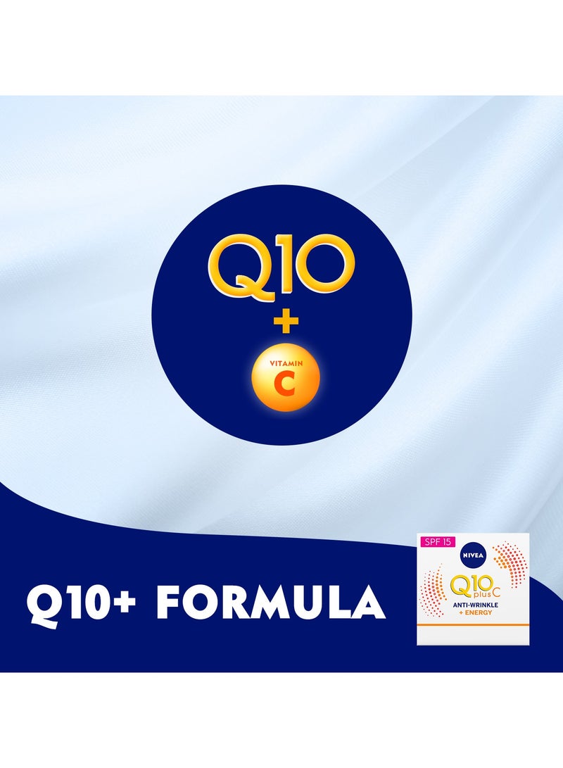 Nivea Face Cream Day Moisturizer Q10 Plus C Anti-Wrinkle And  Energy Vitamin C Pack of 2 - Image 3