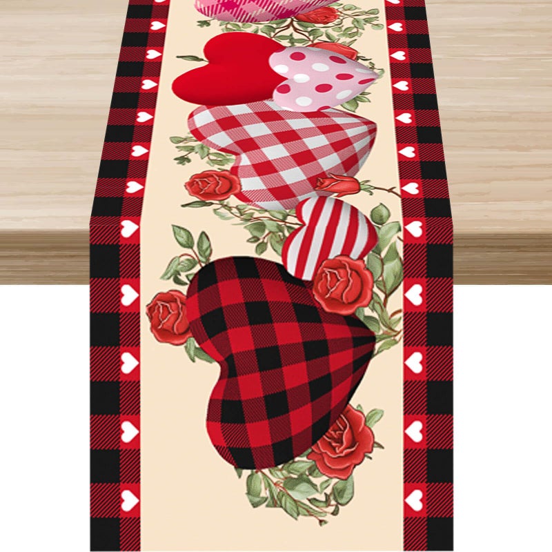 Tetutor Valentines Day Table Runner 13 x 72 Inch, Love Heart Valentine Table Runner Tetutor Valentines Day Decorations, Kitchen Dining Table Decorations - Image 1