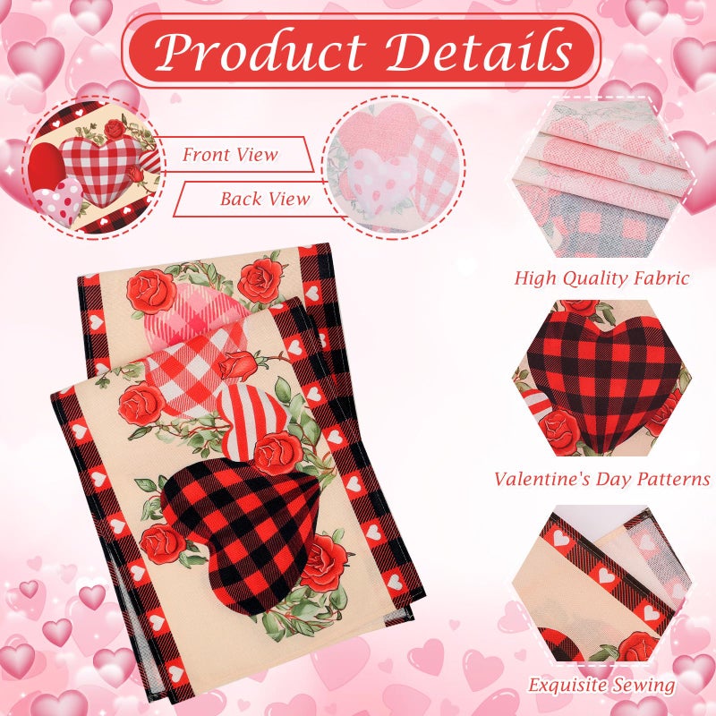 Tetutor Valentines Day Table Runner 13 x 72 Inch, Love Heart Valentine Table Runner Tetutor Valentines Day Decorations, Kitchen Dining Table Decorations - Image 2
