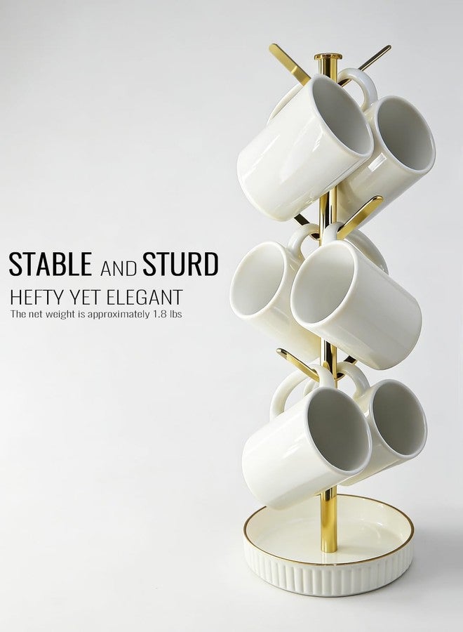 VROOMIUM Premium Ceramic Mug Holder, Extra-Large and Stable Design Fits 20oz Mugs or Cups, Built-in Storage for Coffee Bar, Easy to Clean, Ideal for Home or Gift, Golden Glow - Image 5