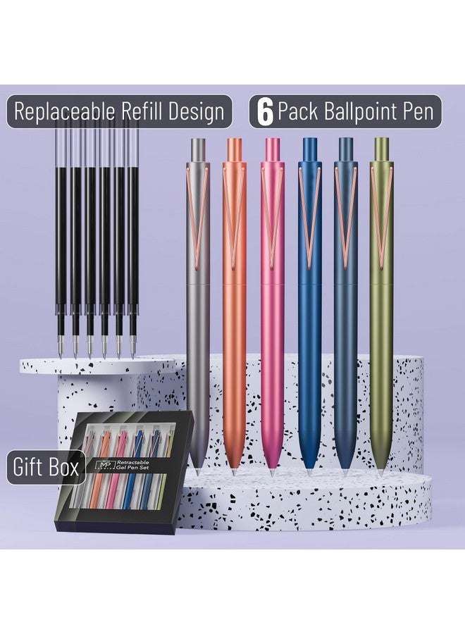 Mr. Pen - Retractable Gel Pens, 6 Pack, Black Ink Gel Pens Fine Point 0.5Mm, Metallic Dark Vintage Barrels, Fast Dry, Retractable Pens, Gel Ink Pens, Aesthetic Pens For Journaling Fine Tip Pens - Image 2
