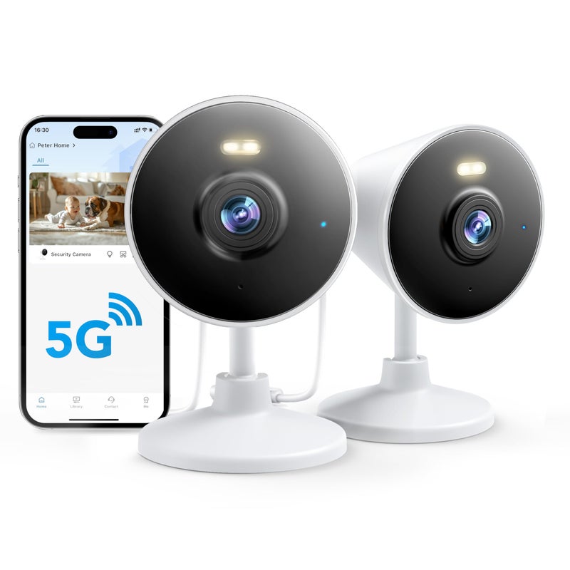 Rocktone [5G & 2.4G] Indoor/Outdoor Security Camera for Home, Baby/Elder/Dog/Pet Camera with Phone App, Wi-Fi Camera w/Spotlight, Color Night Vision, 2-Way Audio, 24/7, SD/Cloud Storage, Work w/Alexa, 2Pack - Image 1