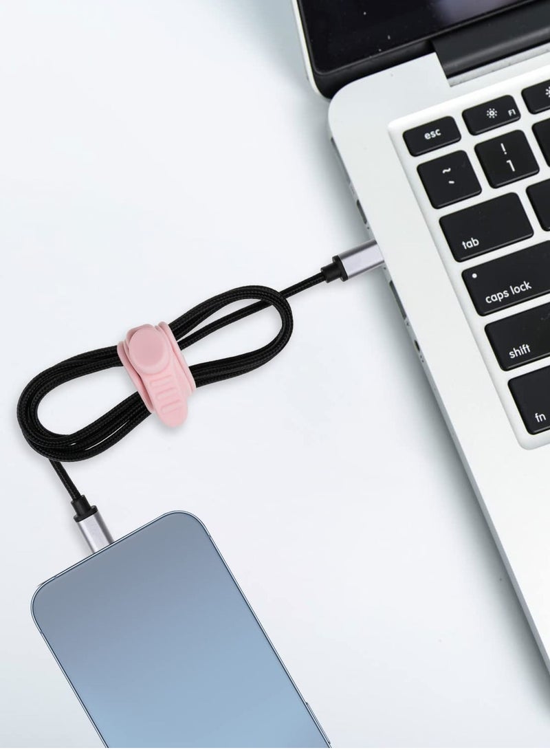 Barakah 16pcs Silicone Cable Straps Wire Organizer for Earphone, Phone Charger, Mouse, Audio, Computer, Reusable Fastening Cable Ties Cord Keeper in Home, Office, Kitchen, School (Pink) - Image 4