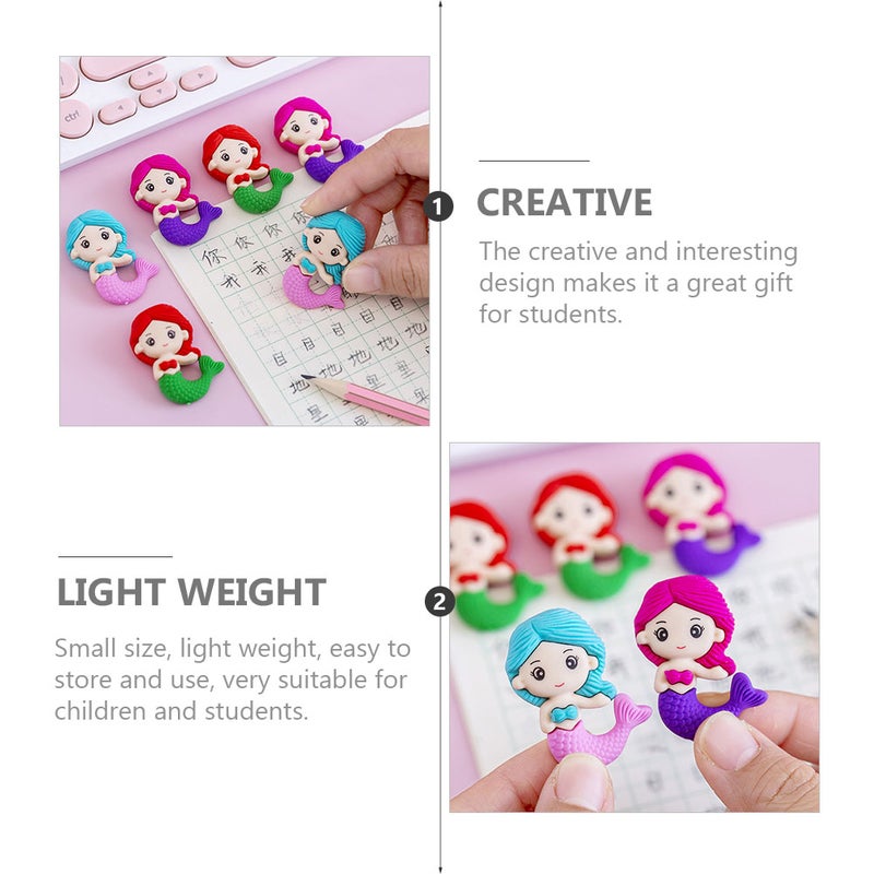 🧸 ممحاة قلم رصاص على شكل حورية البحر للاستخدام المدرسي بألوان متعددة مجموعة من القطع - Image 5