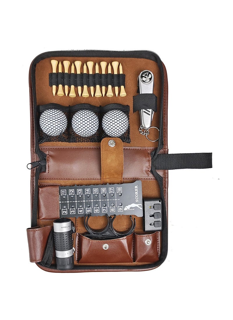 Generic Cross-border hot selling multifunctional golf accessories bag easy to carry storage bag telescope scoring board Dark brown