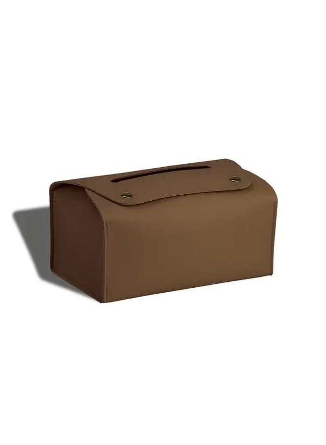 Personalized Artificial Leather Tissue Box Cover Holds Standard Tissues Color Brown - Image 1