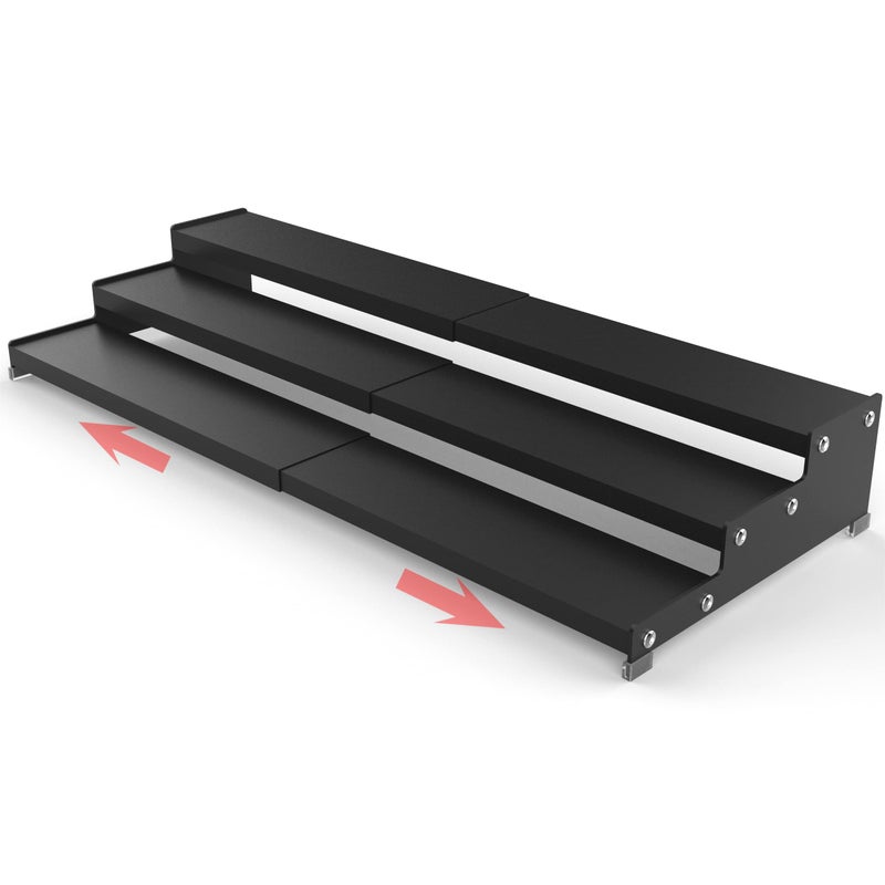 Jojocross Spice Rack Organizer 3 Tier Expandable Display Shelf(12.8"-24.01" W) Non-Skid Heavy Duty Sturdy Metal Iron Alloy Steel Step Racks 1 Pack/Black - Image 1