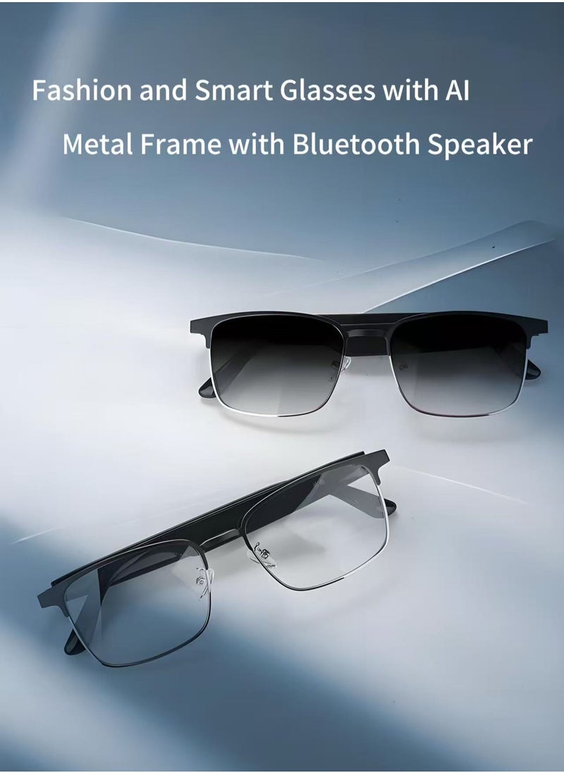 HYUNDAI - Smart and Photochromic Glasses, Polarized Sunglasses with Bluetooth Speaker, Athletic, Outdoor, Sports UV Protection and Voice Control, Smart AI translation Glasses and Headphones, Translation in 144 languages, AI Chat, Music, Assistant via Bluetooth 5.4 - Metal Frame with Photochromic Lenses - Image 1