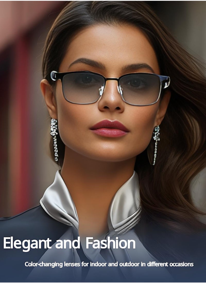 HYUNDAI - Smart and Photochromic Glasses, Polarized Sunglasses with Bluetooth Speaker, Athletic, Outdoor, Sports UV Protection and Voice Control, Smart AI translation Glasses and Headphones, Translation in 144 languages, AI Chat, Music, Assistant via Bluetooth 5.4 - Metal Frame with Photochromic Lenses - Image 1