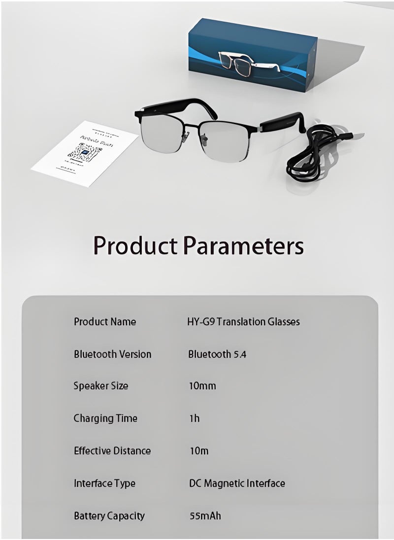 HYUNDAI - Smart and Photochromic Glasses, Polarized Sunglasses with Bluetooth Speaker, Athletic, Outdoor, Sports UV Protection and Voice Control, Smart AI translation Glasses and Headphones, Translation in 144 languages, AI Chat, Music, Assistant via Bluetooth 5.4 - Metal Frame with Photochromic Lenses - Image 1