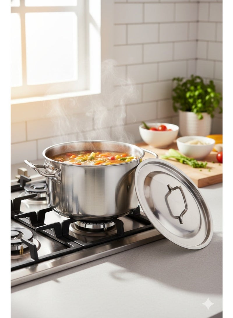 حلة طبخ ستانلس ستيل – مقاس 24 سم – غطاء ومقابض جانبية - Image 4