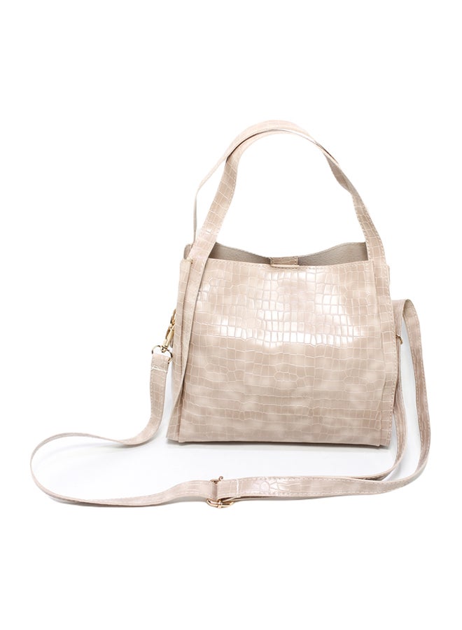 Glitter Women Hand Bag - Beige - Image 3