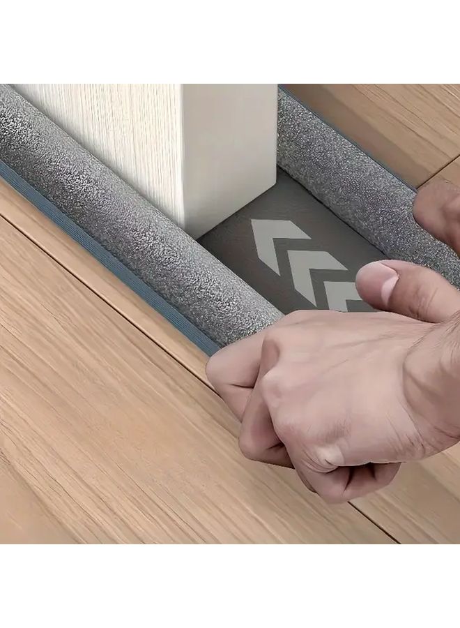 Grey Fabric Rubber Door Seal Strip Soundproof Waterproof Draft Stopper Easy Install - Image 4