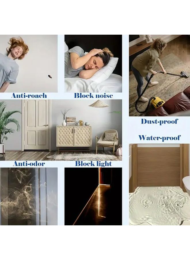 Grey Fabric Rubber Door Seal Strip Soundproof Waterproof Draft Stopper Easy Install - Image 5